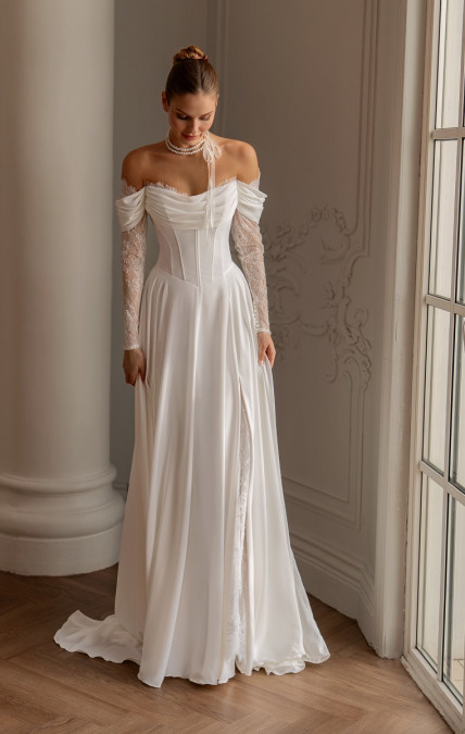 атласное свадебное платье Дея